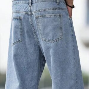 Men Loose Fit Mid Rise Light Blue Jeans